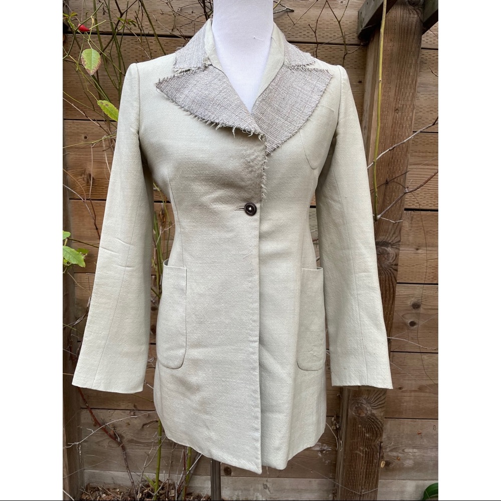 Marc Le Bihan Light Olive Wool Blazer Coat W Sz 38